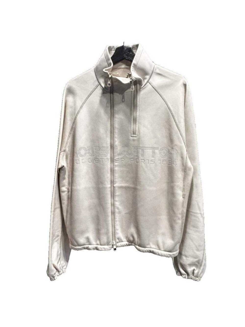 Louis Vuitton Leather Jacket Zip Up Stand Collar Sheep Lamb Logo 50 Off White